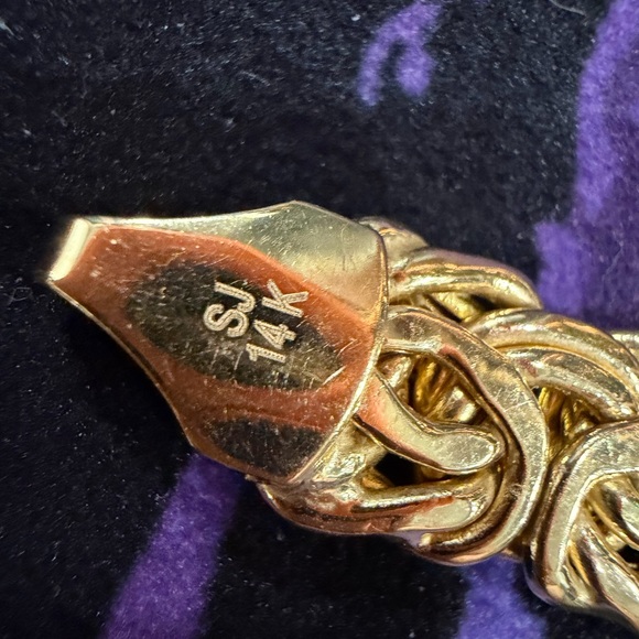 14K Solid Italian Gold Byzantine Necklace & Bracelet Set - Picture 3 of 6